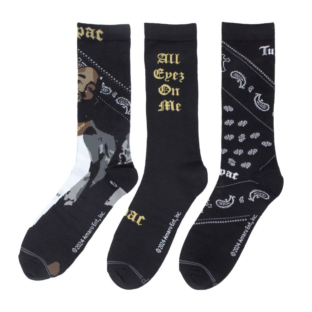 Tupac - 3 Pack Gift Box Crew Sokken - Zwart